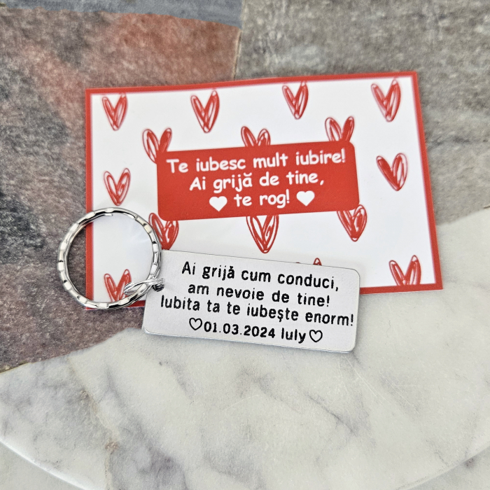 Breloc personalizat "Ai grija cum Conduci" - Cadoul perfect pentru persoana iubită [3]