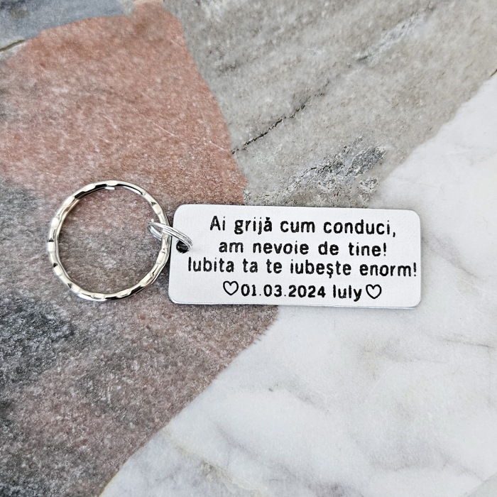 Breloc personalizat "Ai grija cum Conduci" - Cadoul perfect pentru persoana iubită [2]