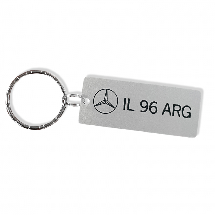 Breloc personalizat cu numar de masina, gravat pe dreptunghi din aluminiu [3]
