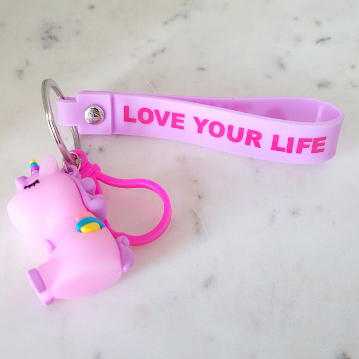 Breloc personalizat din silicon, cu unicorn roz [2]