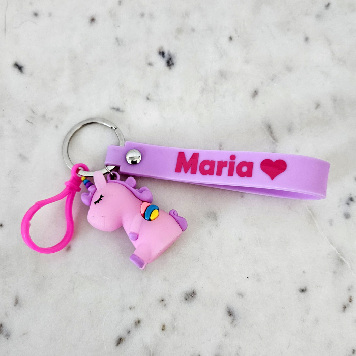 Breloc personalizat din silicon, cu unicorn roz [4]