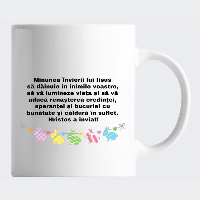 Cana personalizata pentru Paste, cu mesaj personalizat si iepuras [3]