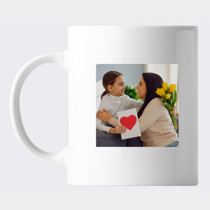 Cana 8 martie personalizata cu 1 fotografie si flori [2]