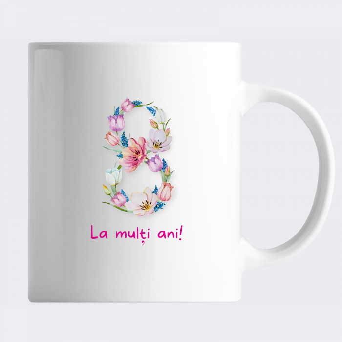 Cana 8 martie personalizata cu 1 fotografie si flori [3]