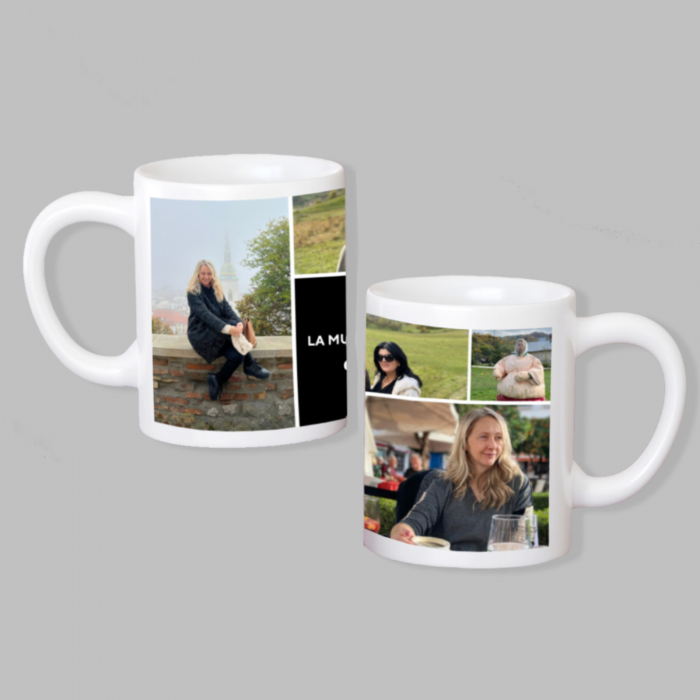 Cana personalizată cu 5 fotografii și mesaj "La mulți ani" - Cadoul perfect pentru orice ocazie [2]