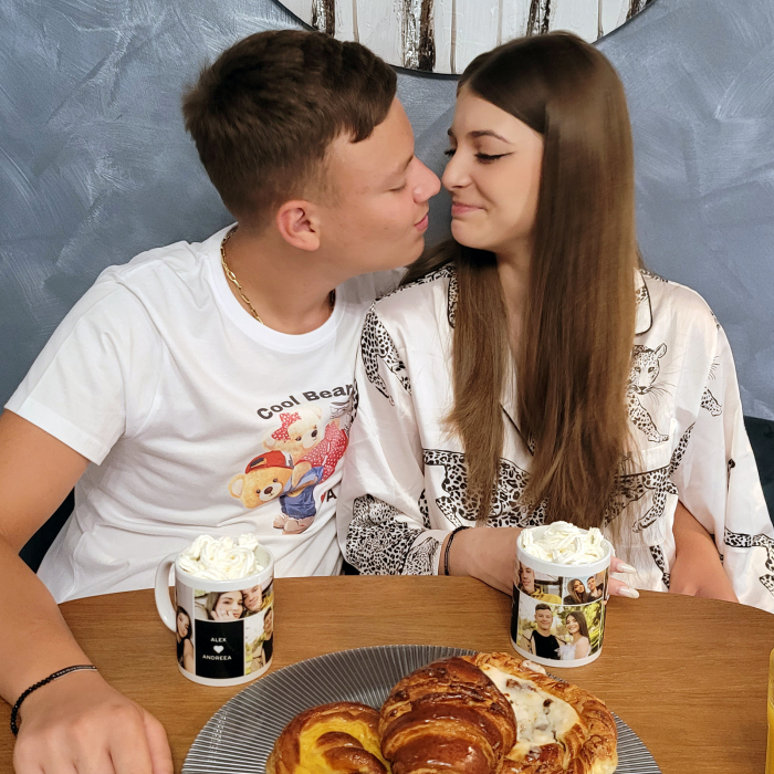 Cana personalizată cu 5 fotografii și text - Cadoul perfect pentru cuplu [3]