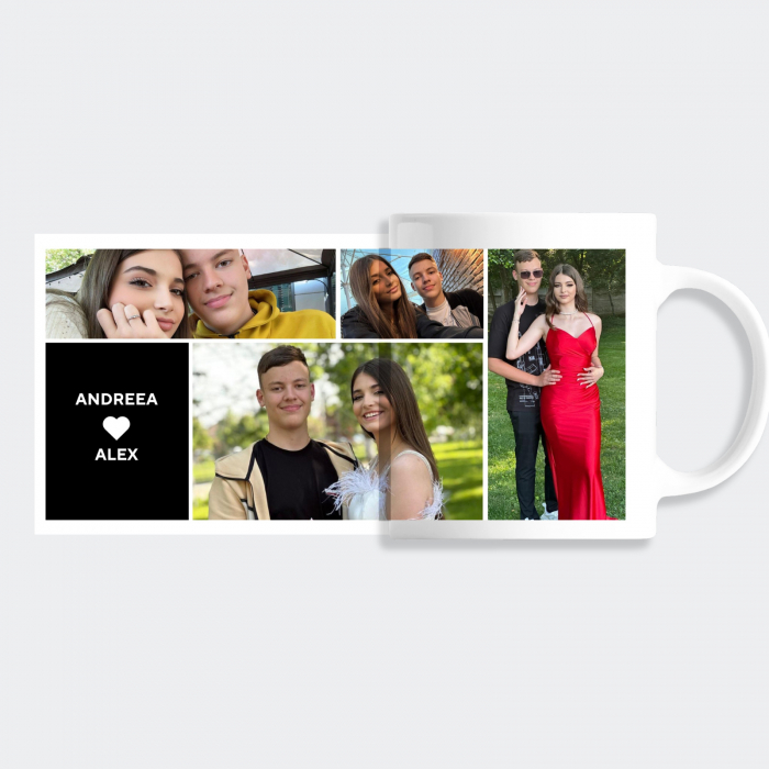 Cana personalizată cu 5 fotografii și text - Cadoul perfect pentru cuplu [4]