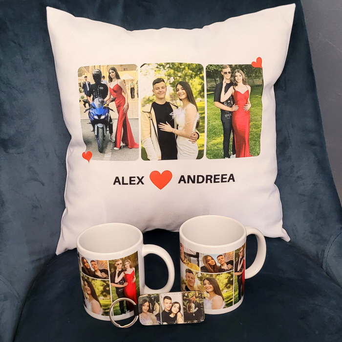 Cana personalizată cu 5 fotografii și text - Cadoul perfect pentru cuplu [6]