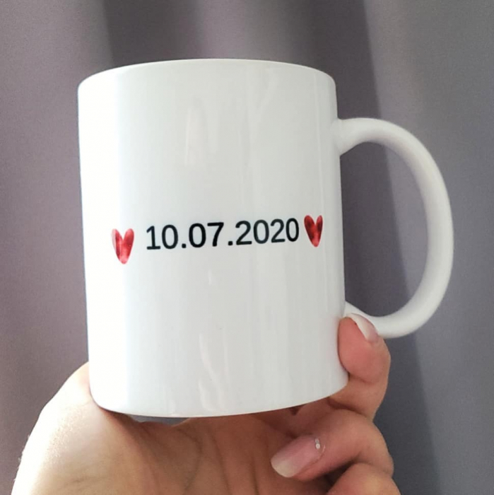 Cana personalizata cu fotografie inimiora si data relatiei, pentru cuplu [2]