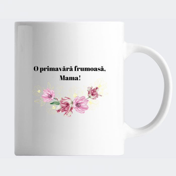 Cana personalizata cu 1 fotografie si flori pentru mame, cadou 8 martie [2]