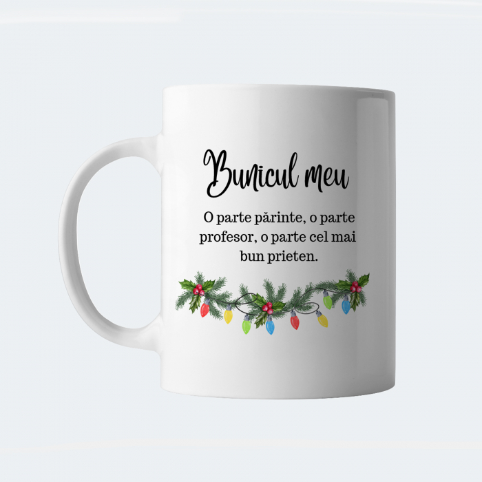Cana personalizata pentru bunic, cadou bunic, cu fotografie si mesaj special pentru bunicul, Craciun Fericit [3]