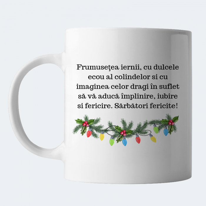 Cana Craciun personalizata cu nume si urare de sarbatori, Craciun Fericit, cu ren [7]