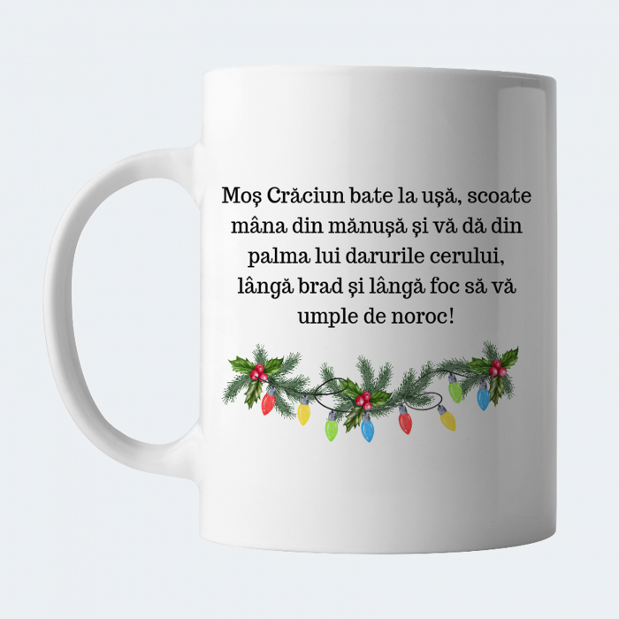 Cana Craciun personalizata cu nume si urare de sarbatori, Craciun Fericit, cu ren [4]