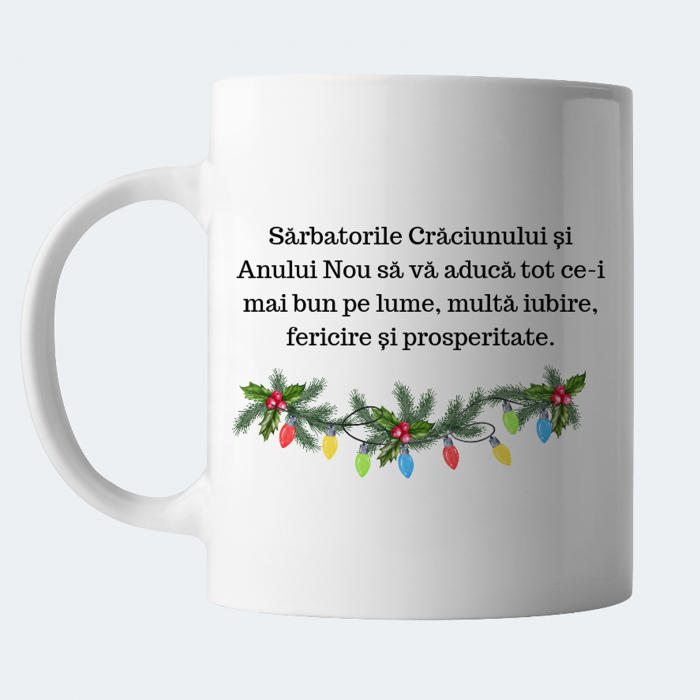 Cana Craciun personalizata cu nume si urare de sarbatori, Craciun Fericit, cu ren cu lumini [5]