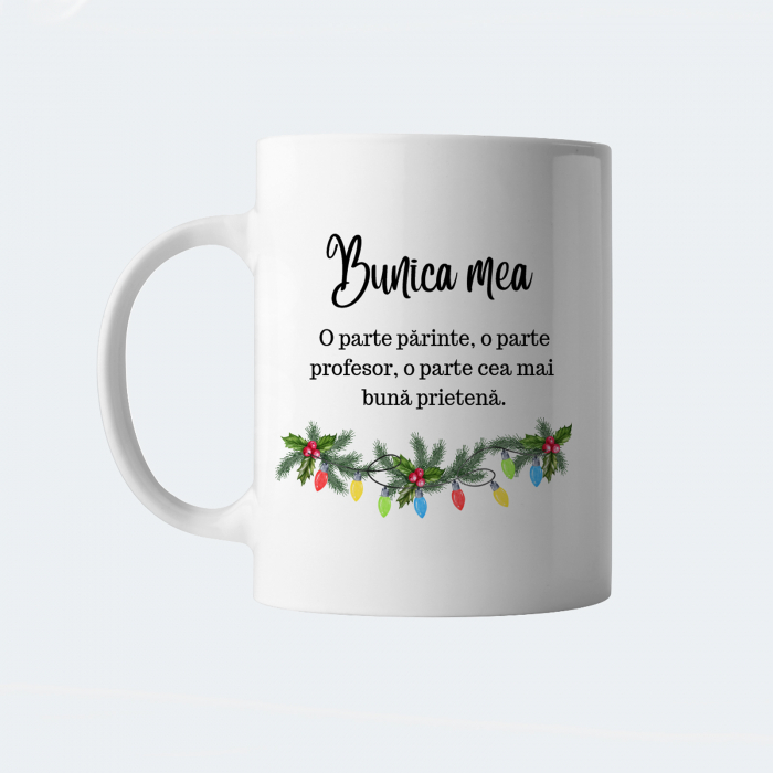 Cana personalizata pentru bunica, cadou bunica, cu fotografie si mesaj special pentru bunica, Craciun Fericit [3]