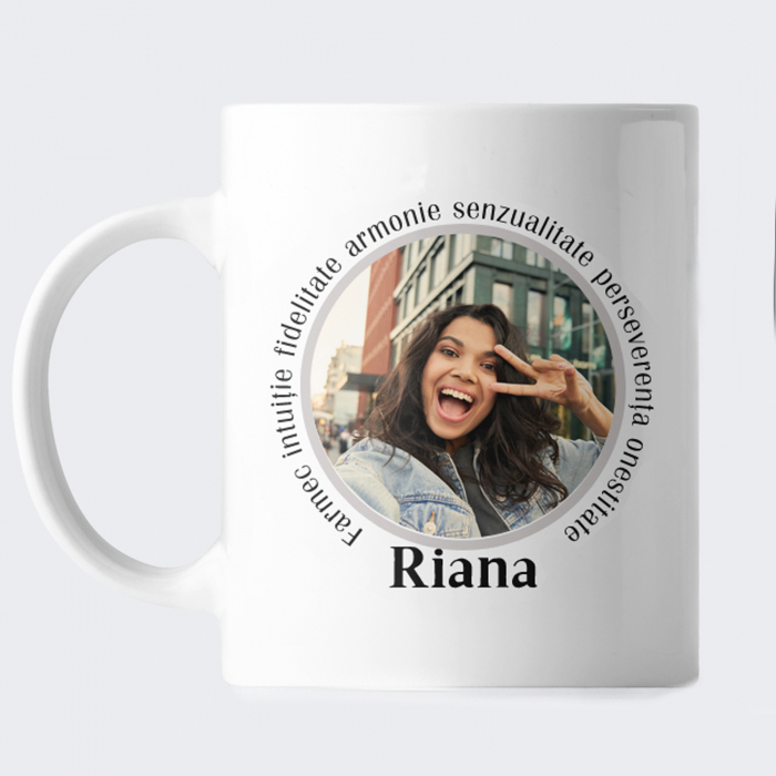Cana personalizata cu zodia taur, cu fotografie si nume [3]
