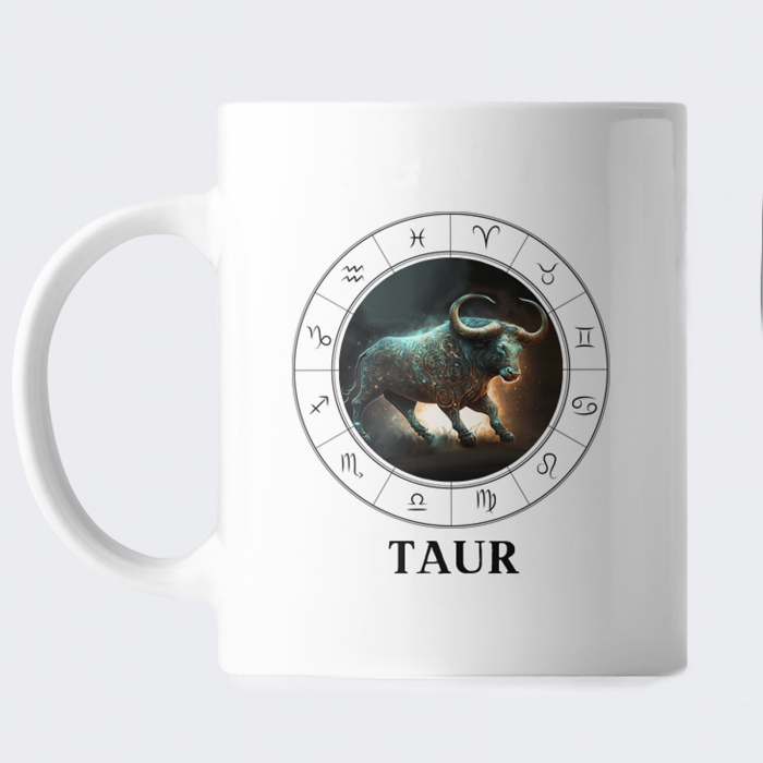 Cana personalizata cu zodia taur, cu fotografie si nume [2]