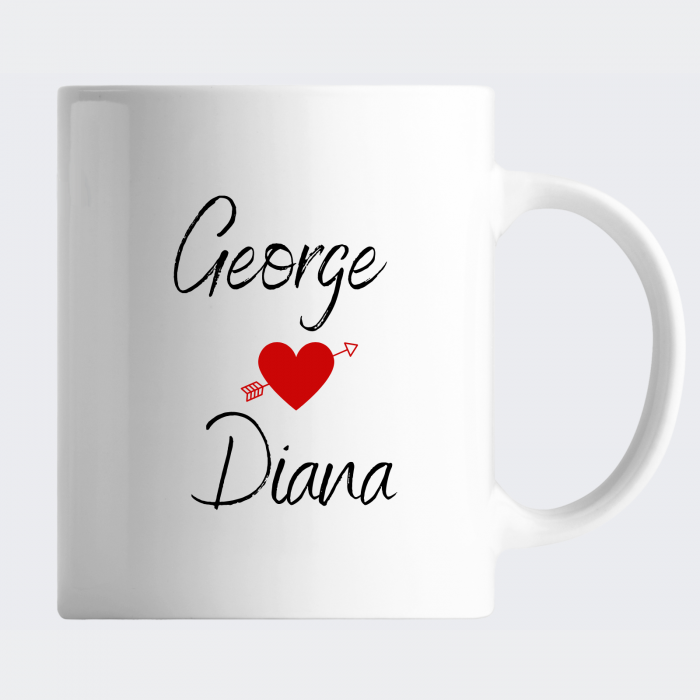 Cana personalizata pentru cuplu, cu fotografie, nume si multe inimioare [4]