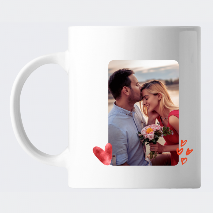 Cana personalizata pentru cuplu, cu fotografie, nume si multe inimioare [3]