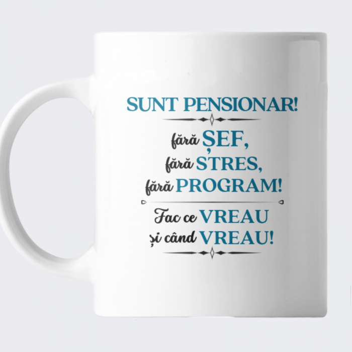 Cana Pensionar, personalizata cu mesaj, cadou pentru pensionar [2]