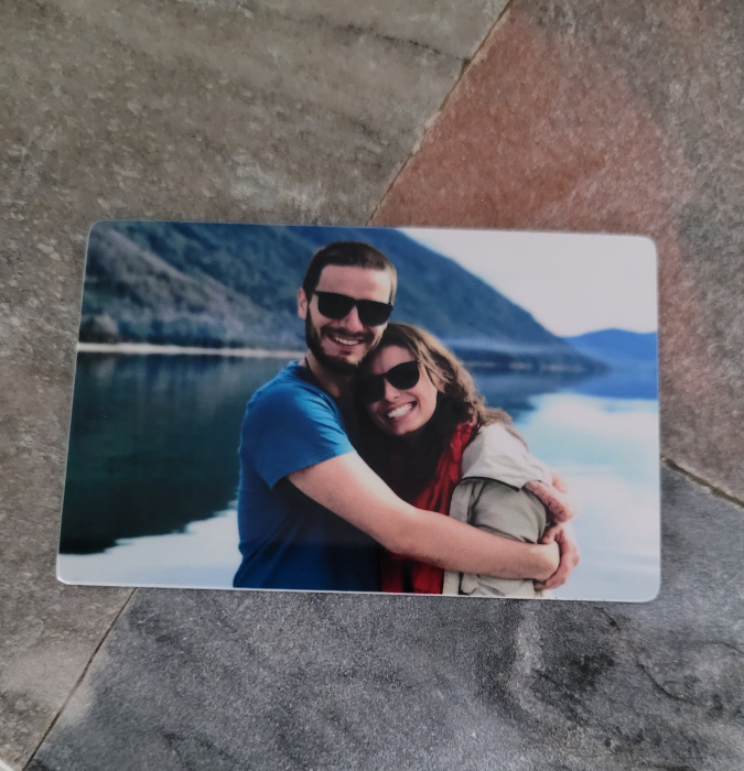 Card metalic personalizat cu fotografie si mesaj gravat, insertie portofel, wallet card [7]