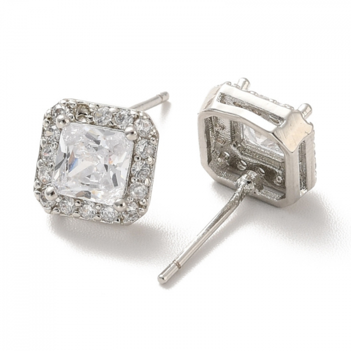 Cercei Stud placati cu platina si cristale Cubic Zirconia [2]