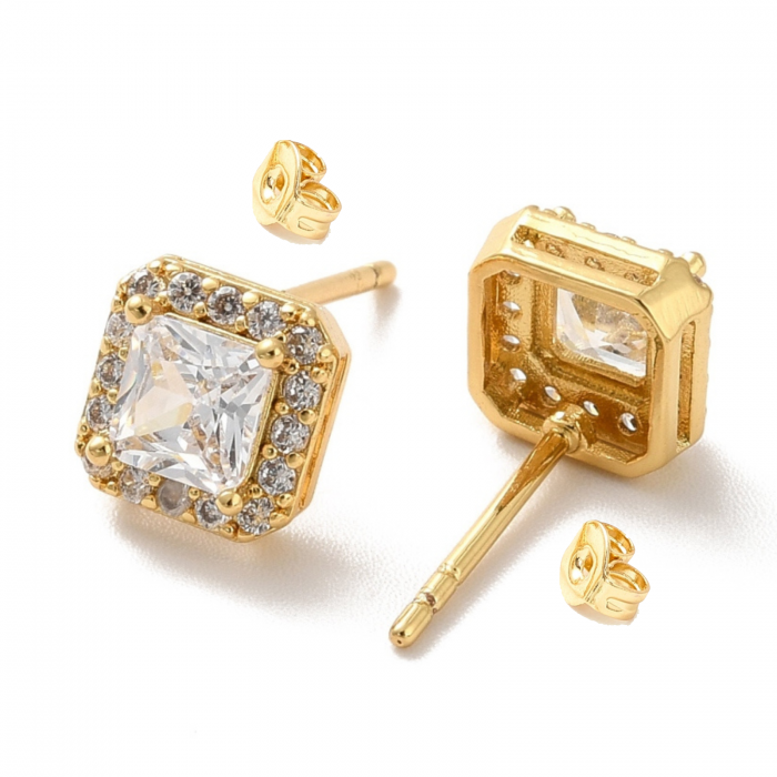 Cercei Stud placati cu aur de 18K cu cristale Cubic Zirconia [2]