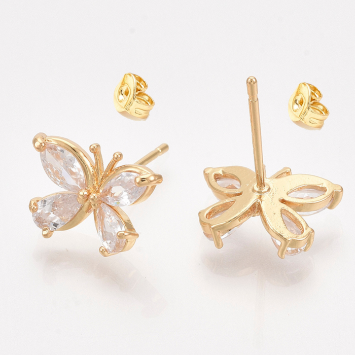 Cercei Stud placati cu aur de 18K Fluturas cu cristale Cubic Zirconia [2]