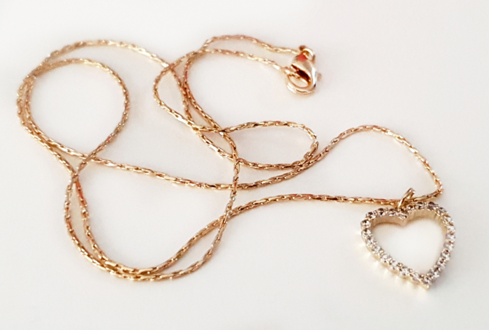 Colier inimioara cu cristale Cubic Zirconia, placat cu aur [4]