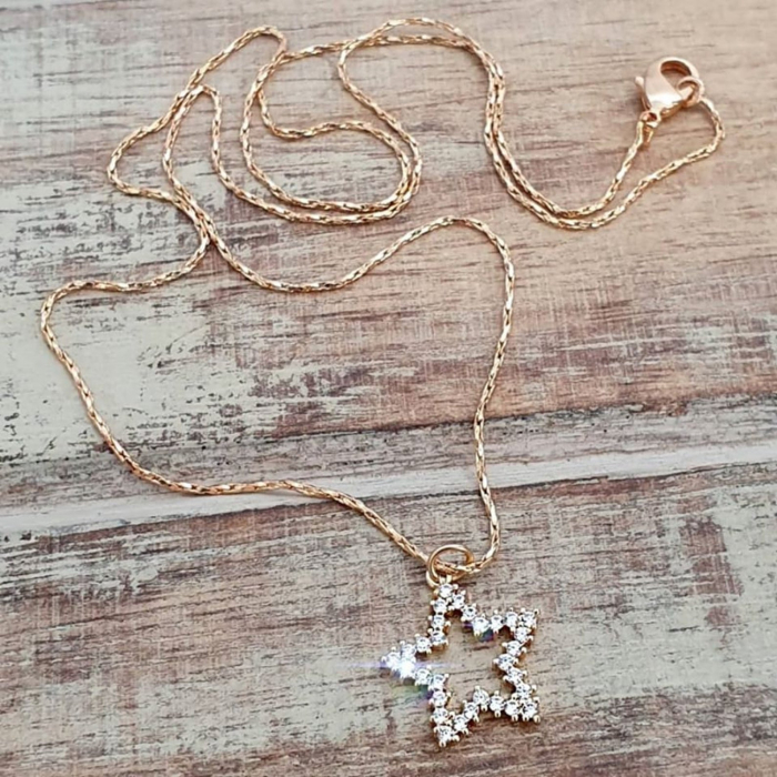 Colier minimalist, cu steluta cu cristale Cubic Zirconia, placat cu aur [3]