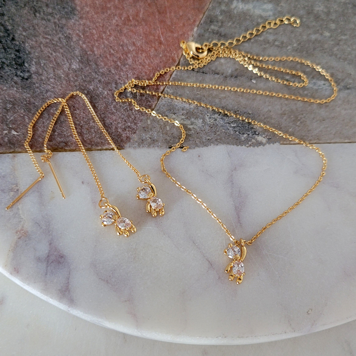 Colier pandant ursulet placat cu aur, incrustat cristale Cubic Zirconia [6]