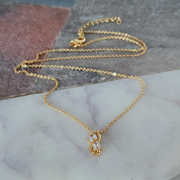 Colier pandant ursulet placat cu aur, incrustat cristale Cubic Zirconia [7]
