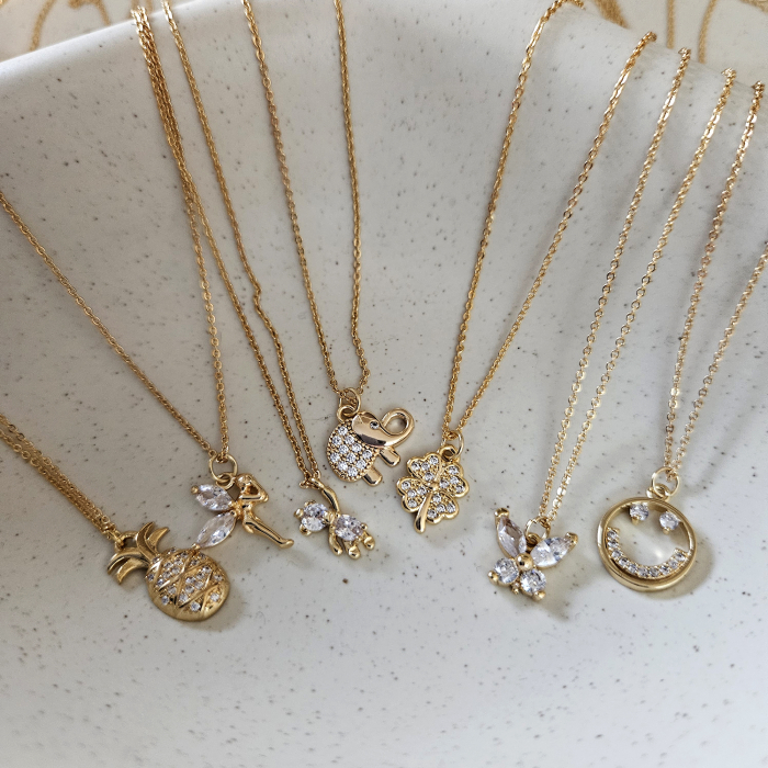 Colier pandant fluturas placat cu aur, incrustat cristale Cubic Zirconia [7]