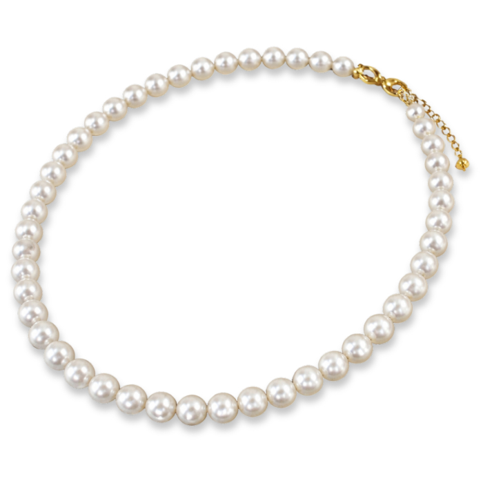 Colier perle albe shell 8 mm, colier elegant inox IP, colier perle naturale 42 cm cu lant reglabil [2]