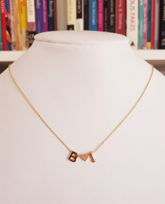 Colier placat cu aur, personalizat cu doua initiale si inimioara [11]