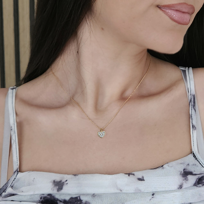 Colier Minimalist cu Pandantiv Inimioară și Cristale Cubic Zirconia – Eleganță Simplă și Rafinament [2]