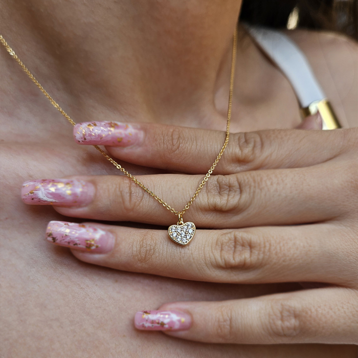 Colier Minimalist cu Pandantiv Inimioară și Cristale Cubic Zirconia – Eleganță Simplă și Rafinament [3]