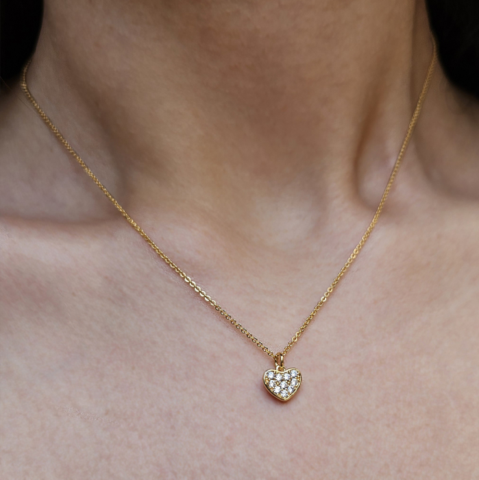 Colier Minimalist cu Pandantiv Inimioară și Cristale Cubic Zirconia – Eleganță Simplă și Rafinament [4]