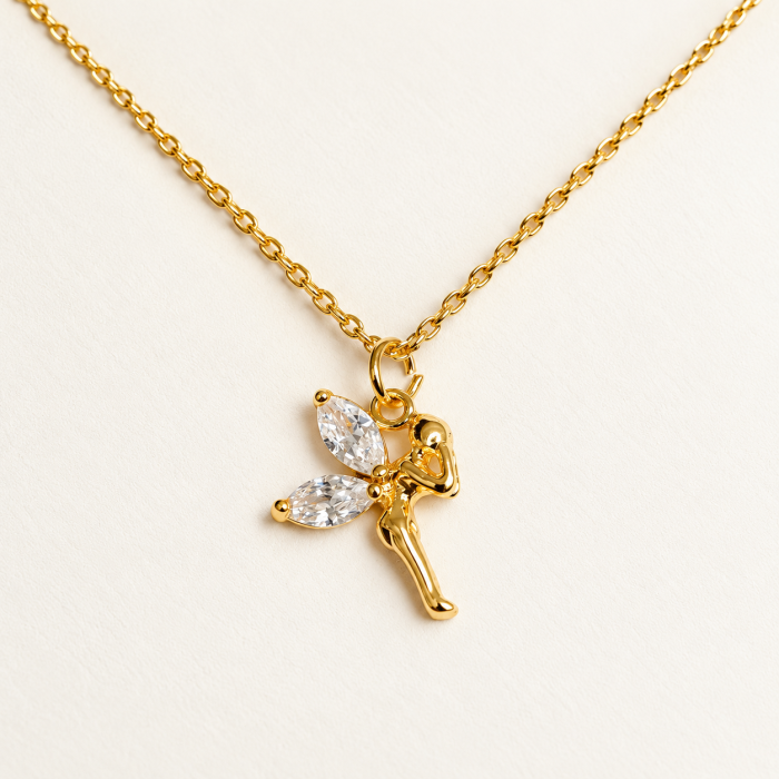 Colier placat cu aur cu pandant zana cu cristal Cubic Zirconia [4]