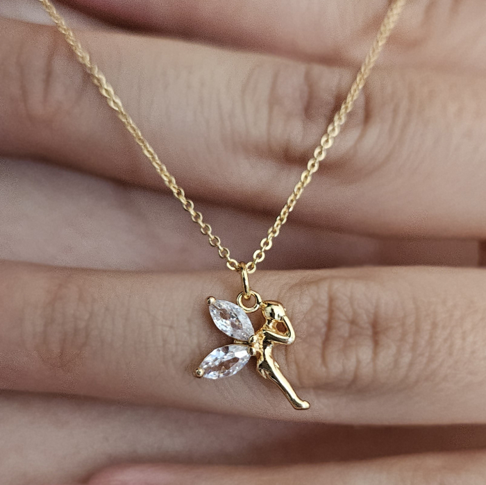 Colier placat cu aur cu pandant zana cu cristal Cubic Zirconia [2]