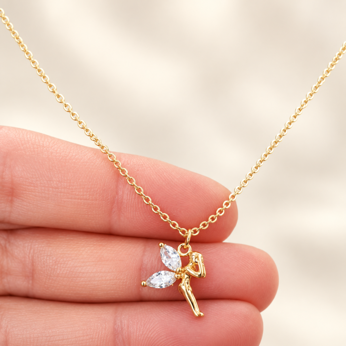 Colier placat cu aur cu pandant zana cu cristal Cubic Zirconia [7]