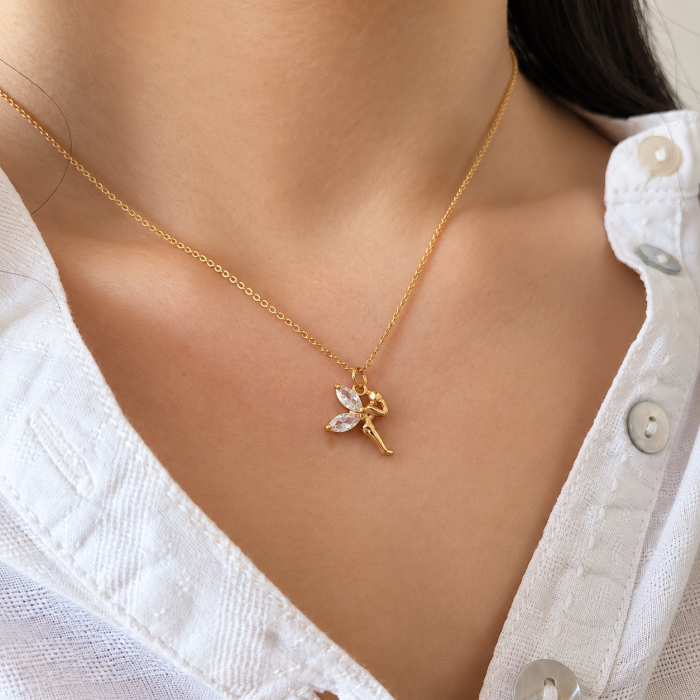 Colier placat cu aur cu pandant zana cu cristal Cubic Zirconia [5]