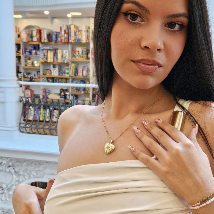 Colier placat cu aur de 18 K cu pandant locket inima, personalizat cu fotografie [2]