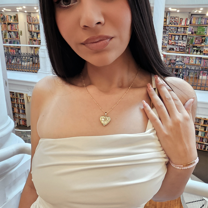 Colier placat cu aur de 18 K cu pandant locket inima, personalizat cu fotografie [7]
