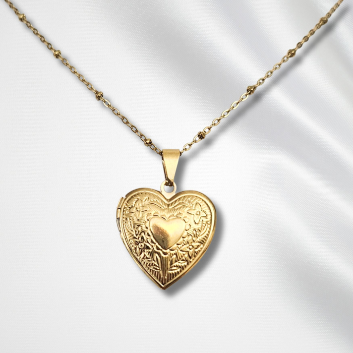 Colier personalizat cu fotografie, din oțel inoxidabil 316L placat cu aur 18K, waterproof și rezistent la oxidare. Pandant inimioară, lanț elegant, fotografie imprimată, ambalat în cutie cadou. [2]