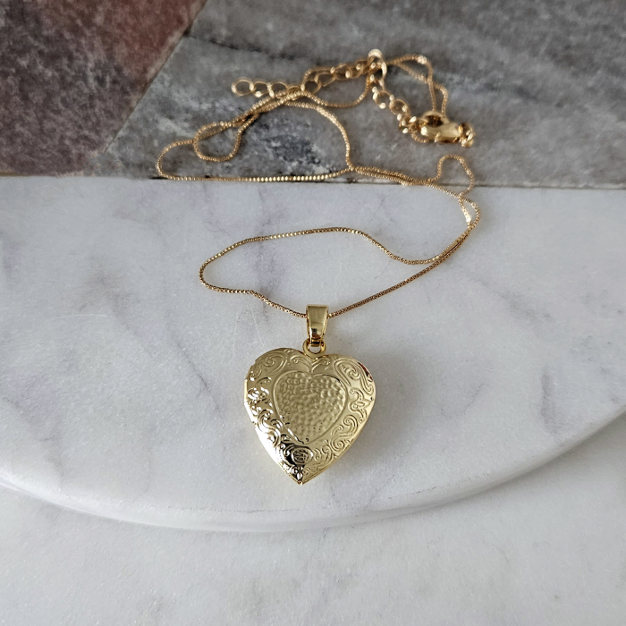 Colier placat cu aur de 18 K cu pandant locket inima, personalizat cu fotografie [4]