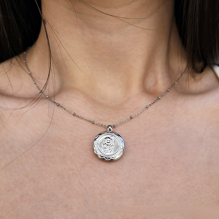 Colier cu pandant locket rotund, personalizat cu fotografie [4]