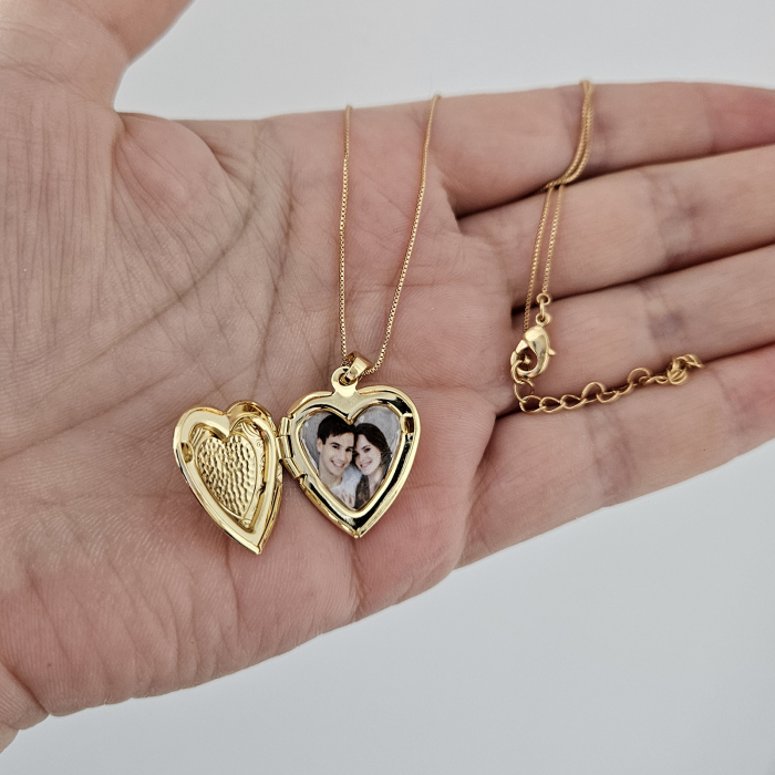 Colier placat cu aur de 18 K cu pandant locket inima, personalizat cu fotografie [5]