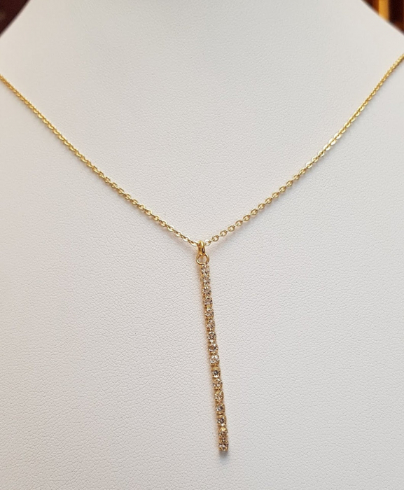 Colier placat cu aur, minimalist si stralucitor, cu pandant cu cristale Cubic Zirconia [5]
