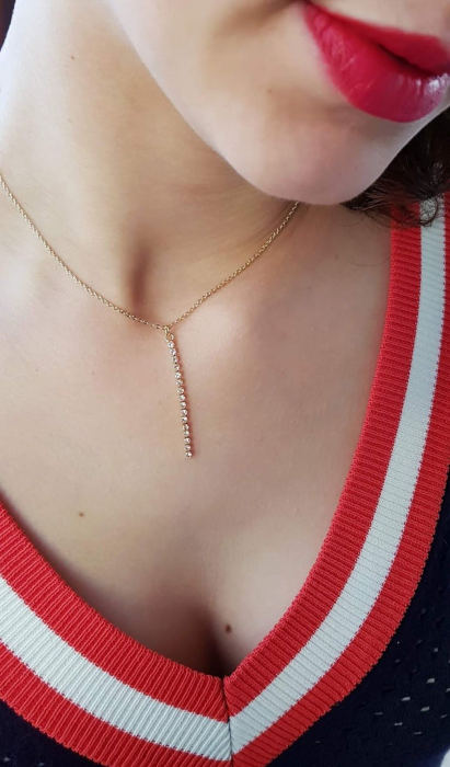 Colier placat cu aur, minimalist si stralucitor, cu pandant cu cristale Cubic Zirconia [2]